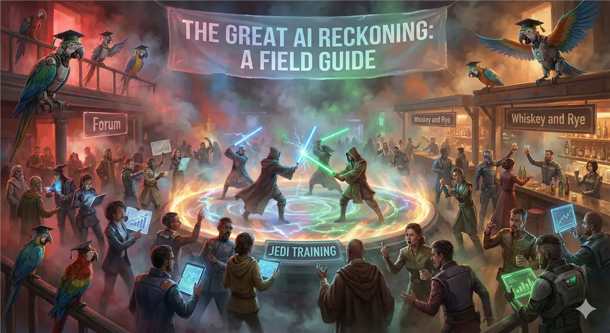 Cover art for episode 18: The Great AI Reckoning