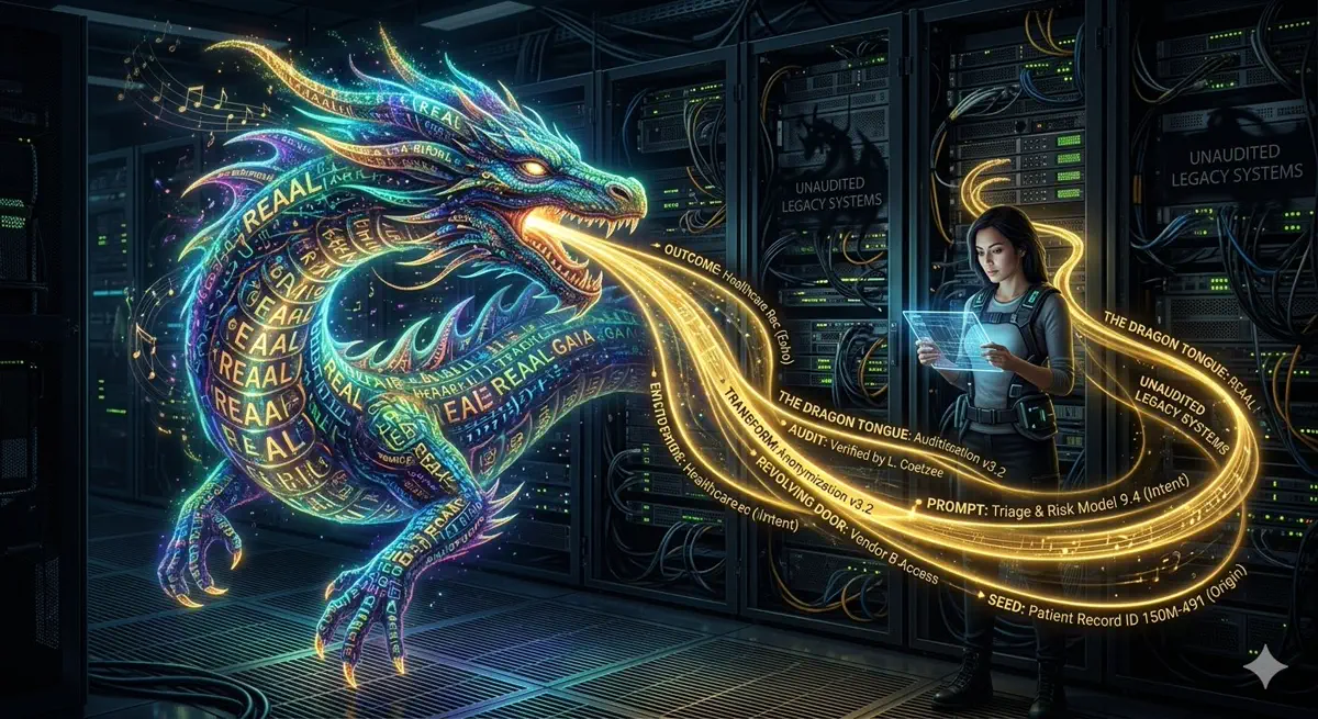 Cover art for episode 63: The Dragon Tongue. Auditability as the First Act of Governance